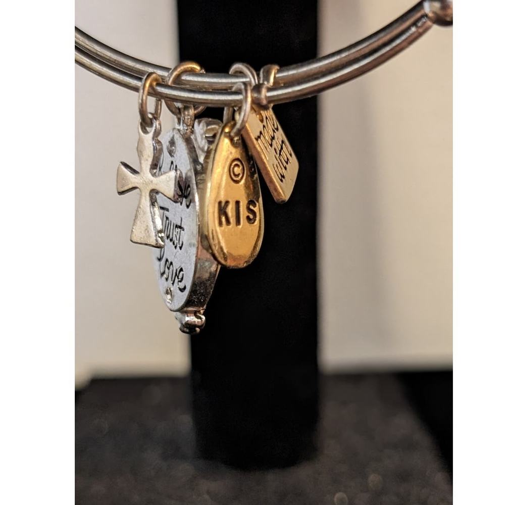 Three Silver Tone Bangle Style Bracelets - image 6